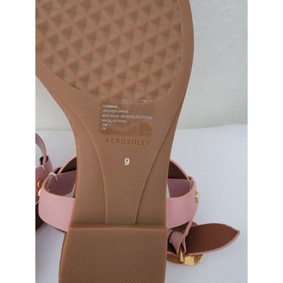 NWOT Aerosoles CARMINA Pink Leather Thong T-Strap Flat Sandals Women's 9M - Picture 9 of 10
